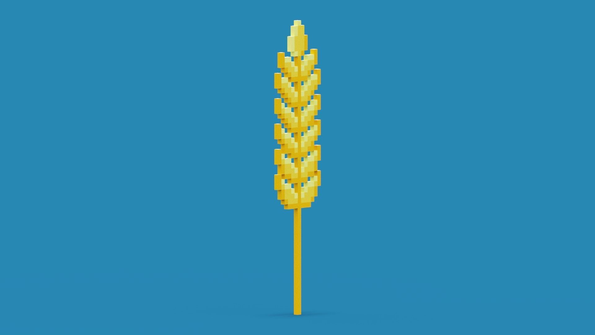 Pixel Wheat Low-poly 3D model_5