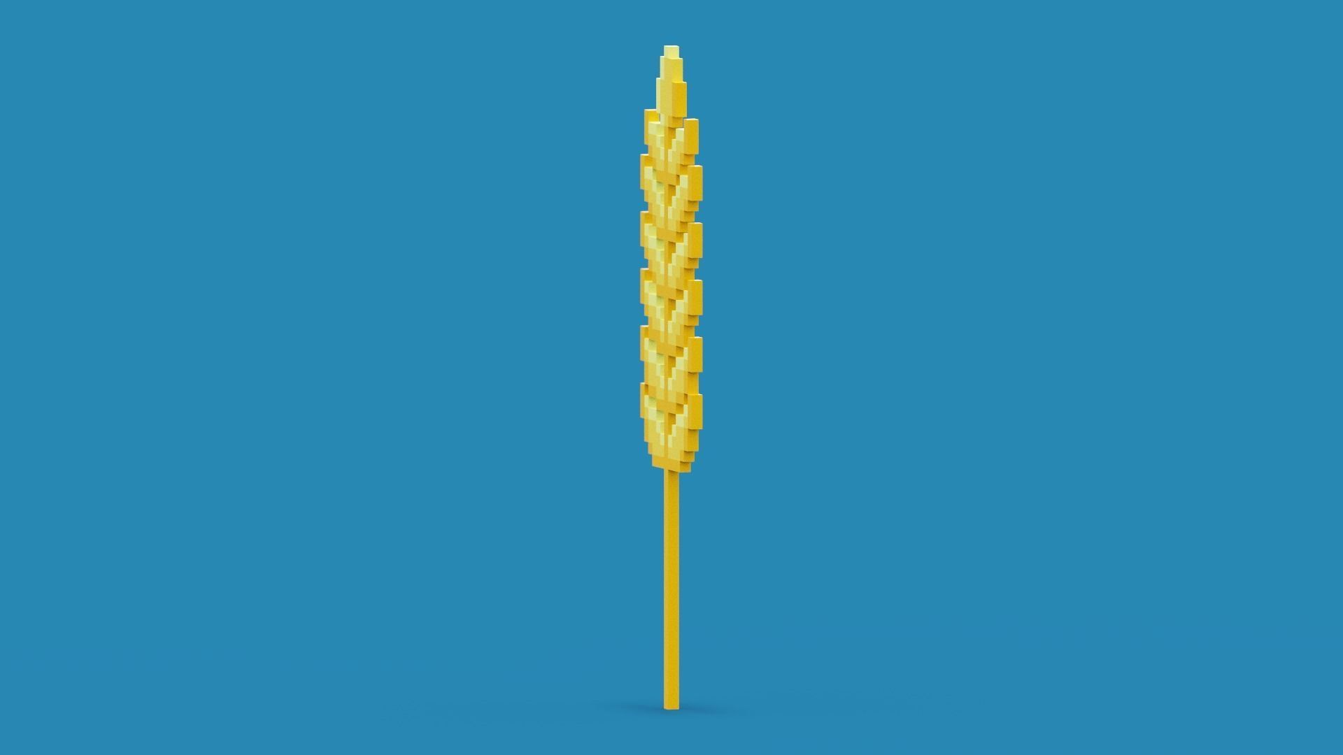 Pixel Wheat Low-poly 3D model_12