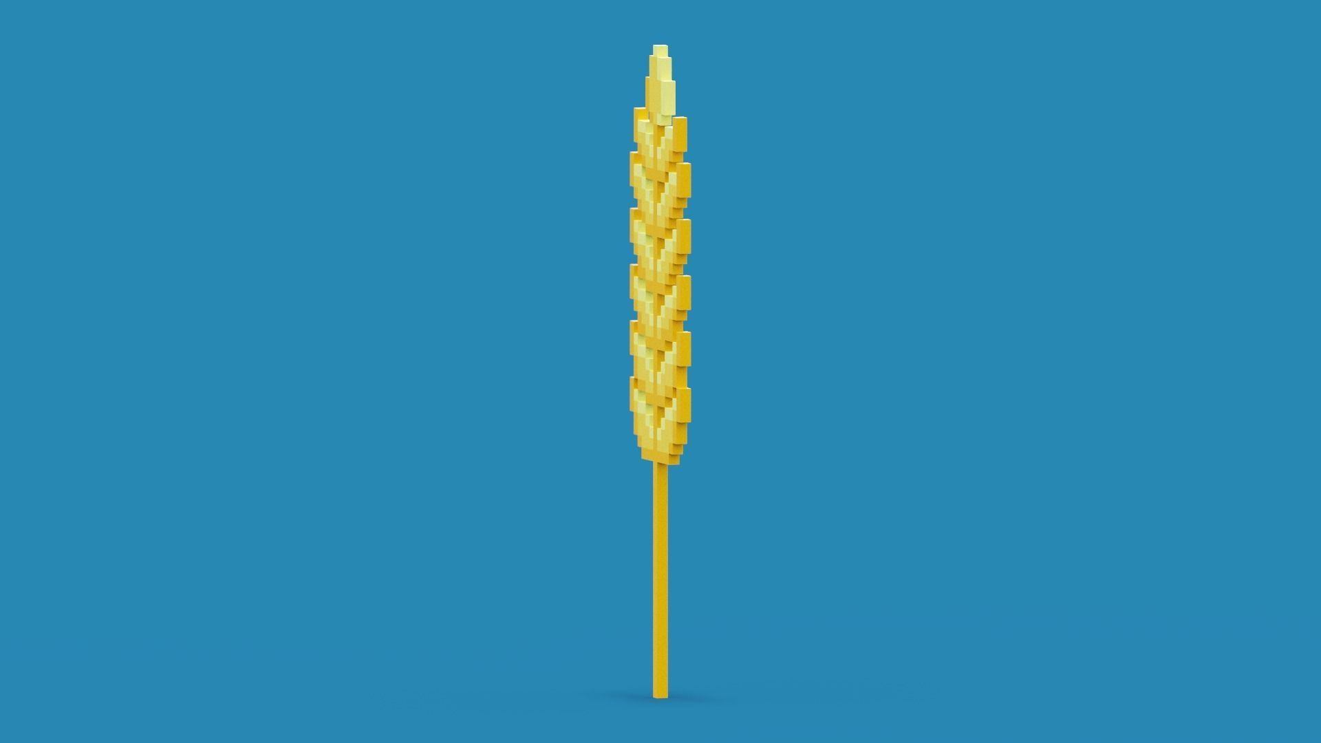 Pixel Wheat Low-poly 3D model_3