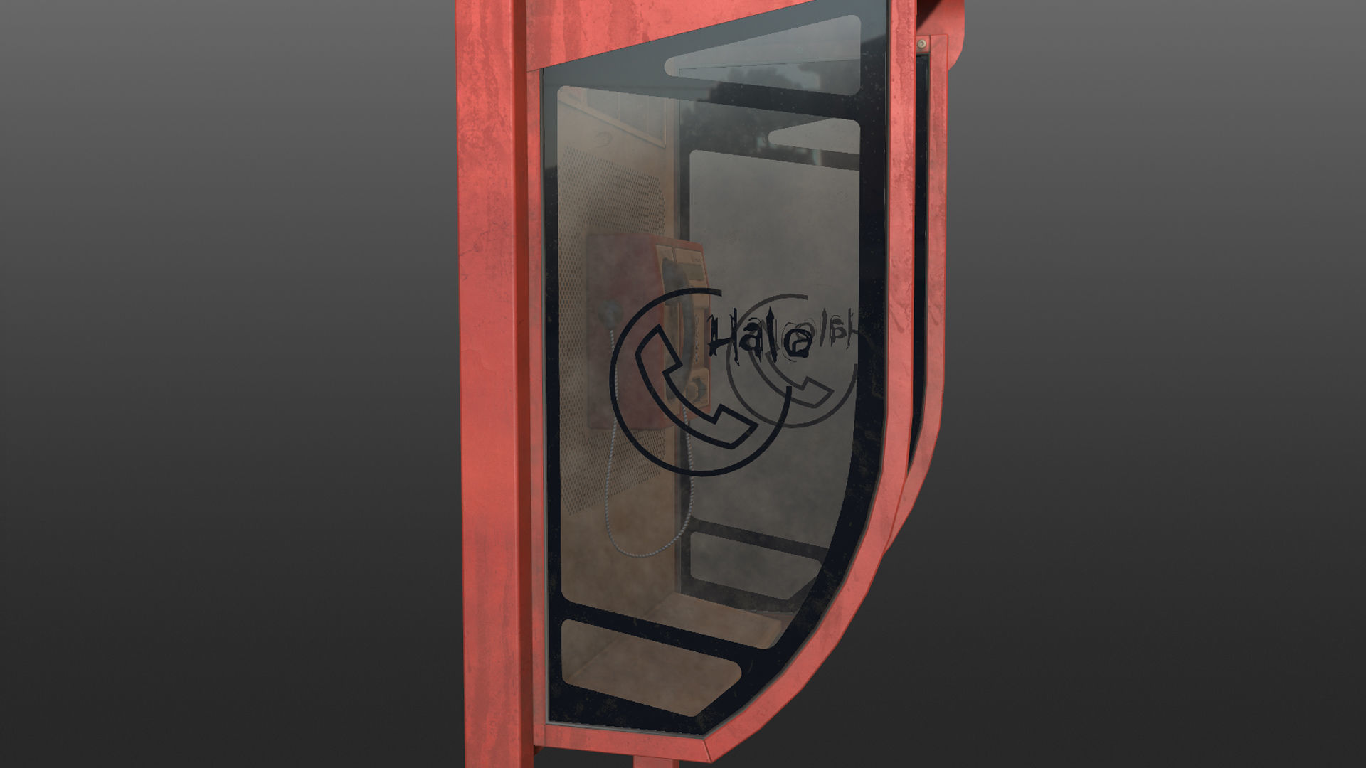 NoviSad PhoneBooth mono RED Low-poly 3D model_13