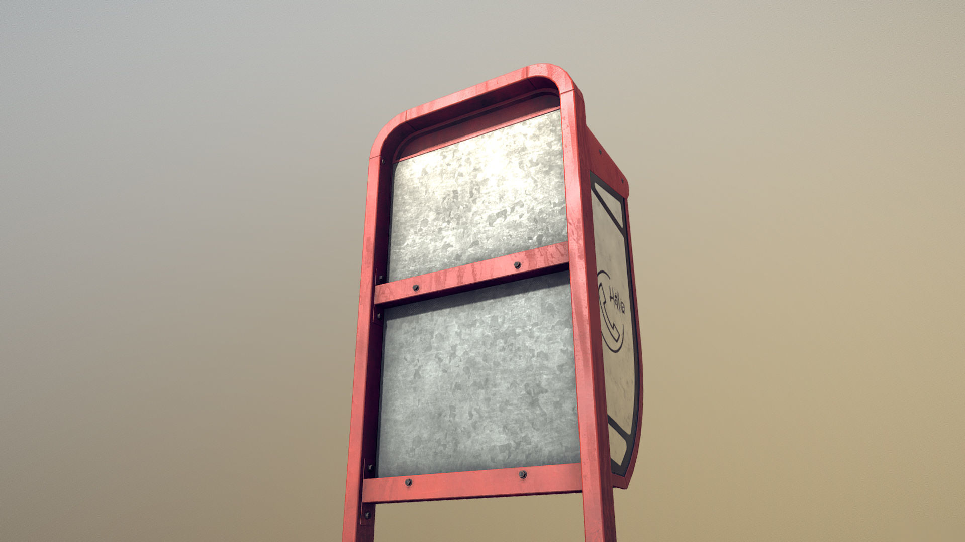NoviSad PhoneBooth mono RED Low-poly 3D model_3