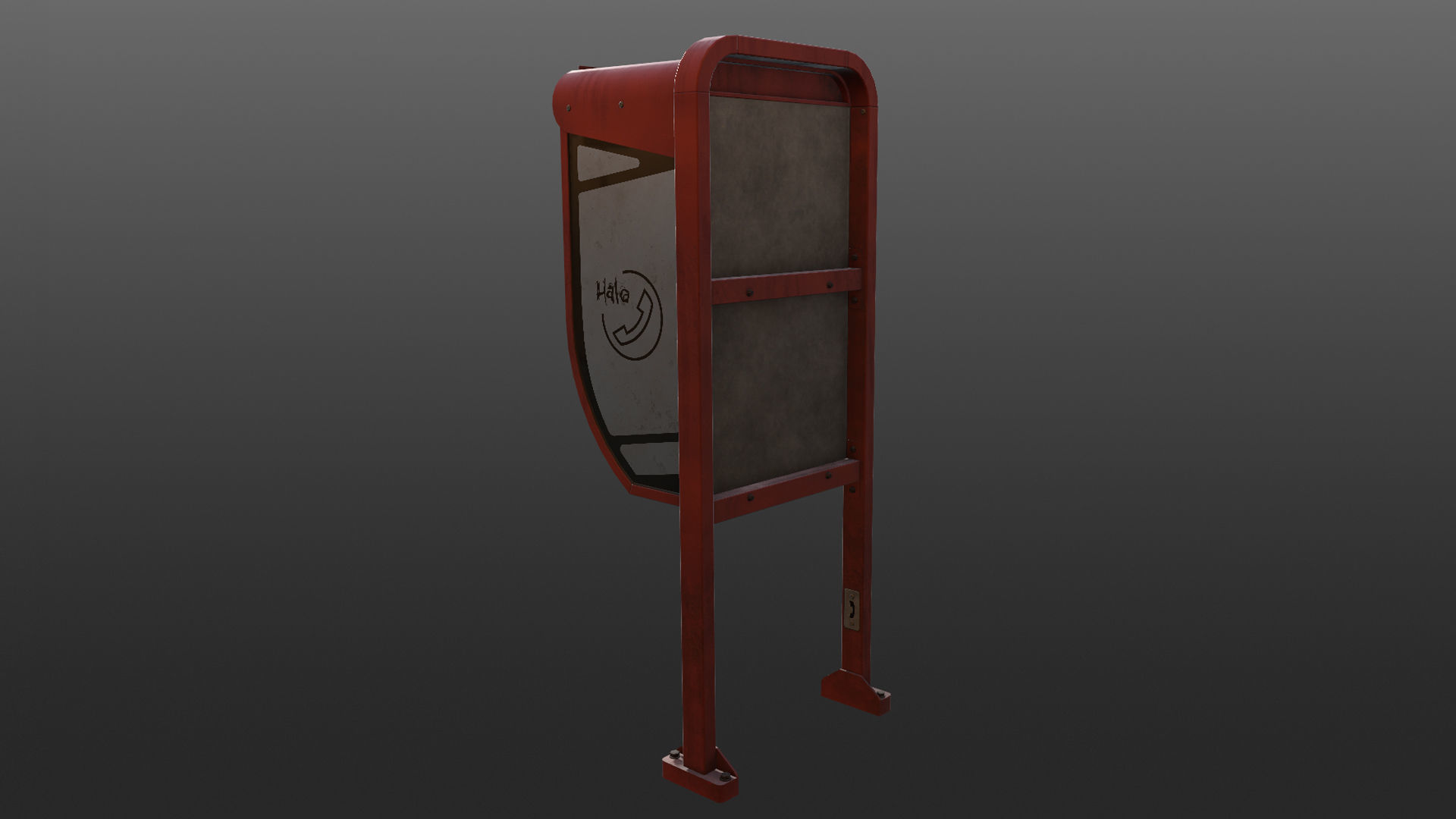 NoviSad PhoneBooth mono RED Low-poly 3D model_11