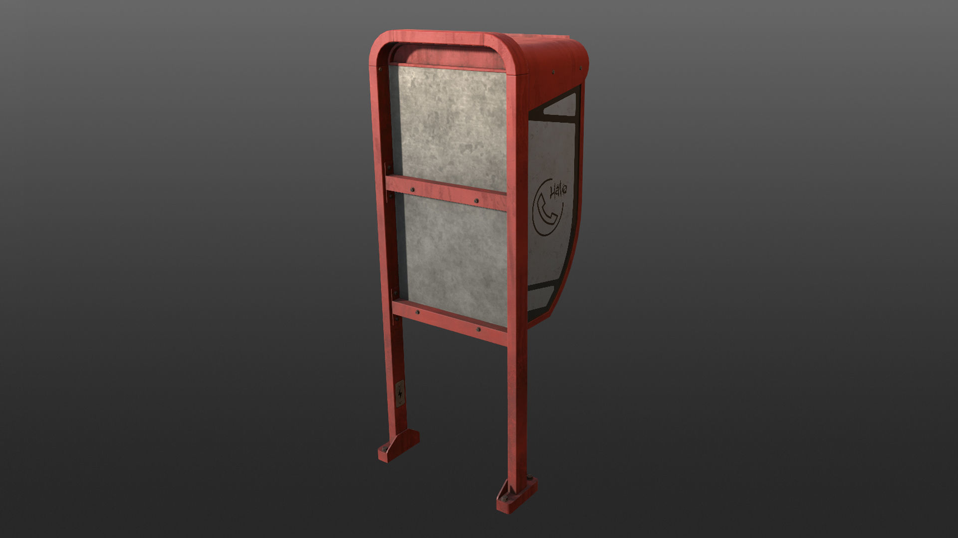 NoviSad PhoneBooth mono RED Low-poly 3D model_12