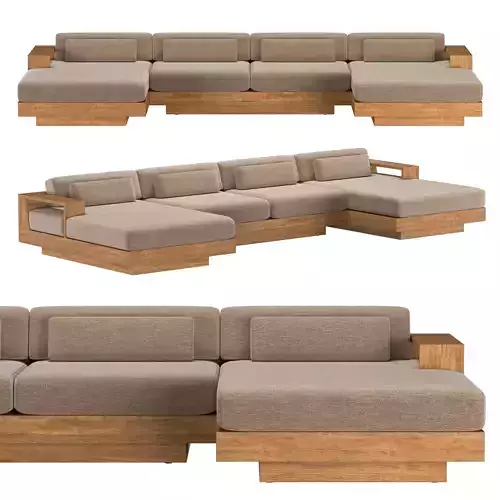 CAPE TOWN TEAK U-CHAISE SECTIONAL