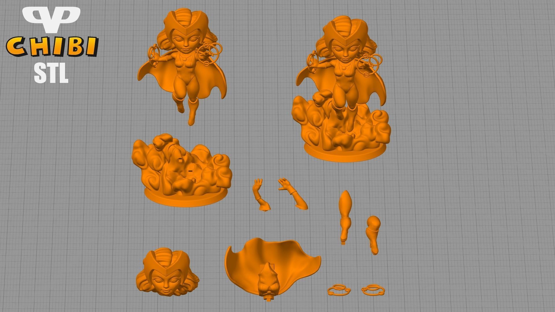 Scarlet Witch Chibi STL for 3D Printing ChibiSTL 3DXM 3D print model_1