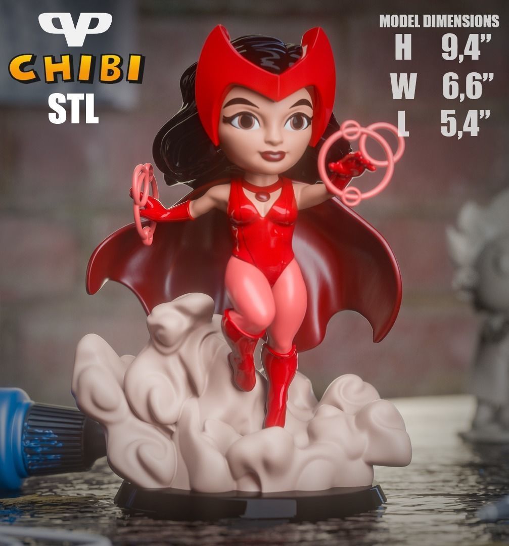 Scarlet Witch Chibi STL for 3D Printing ChibiSTL 3DXM 3D print model_2