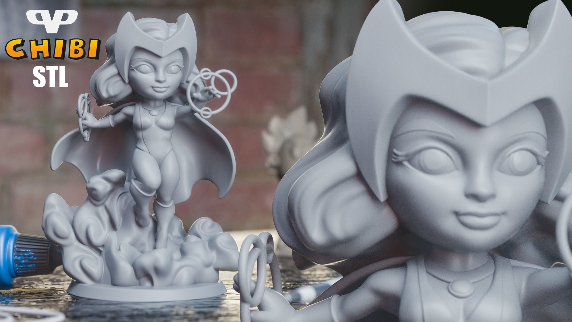 Scarlet Witch Chibi STL for 3D Printing ChibiSTL 3DXM 3D print model_3