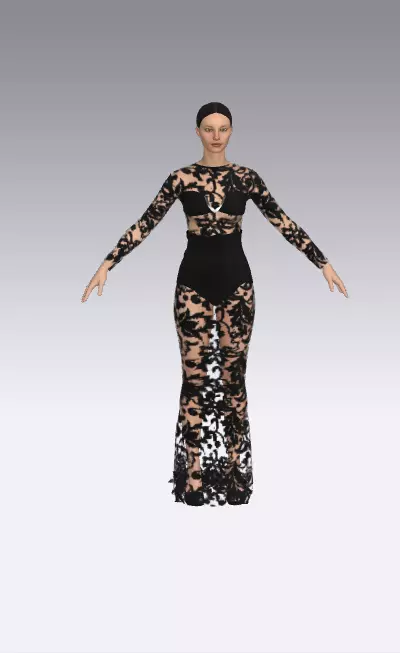 Dress lace detail tail back detail modern chic look Low-poly 3D model