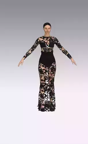 Dress lace detail tail back detail modern chic look Low-poly 3D model
