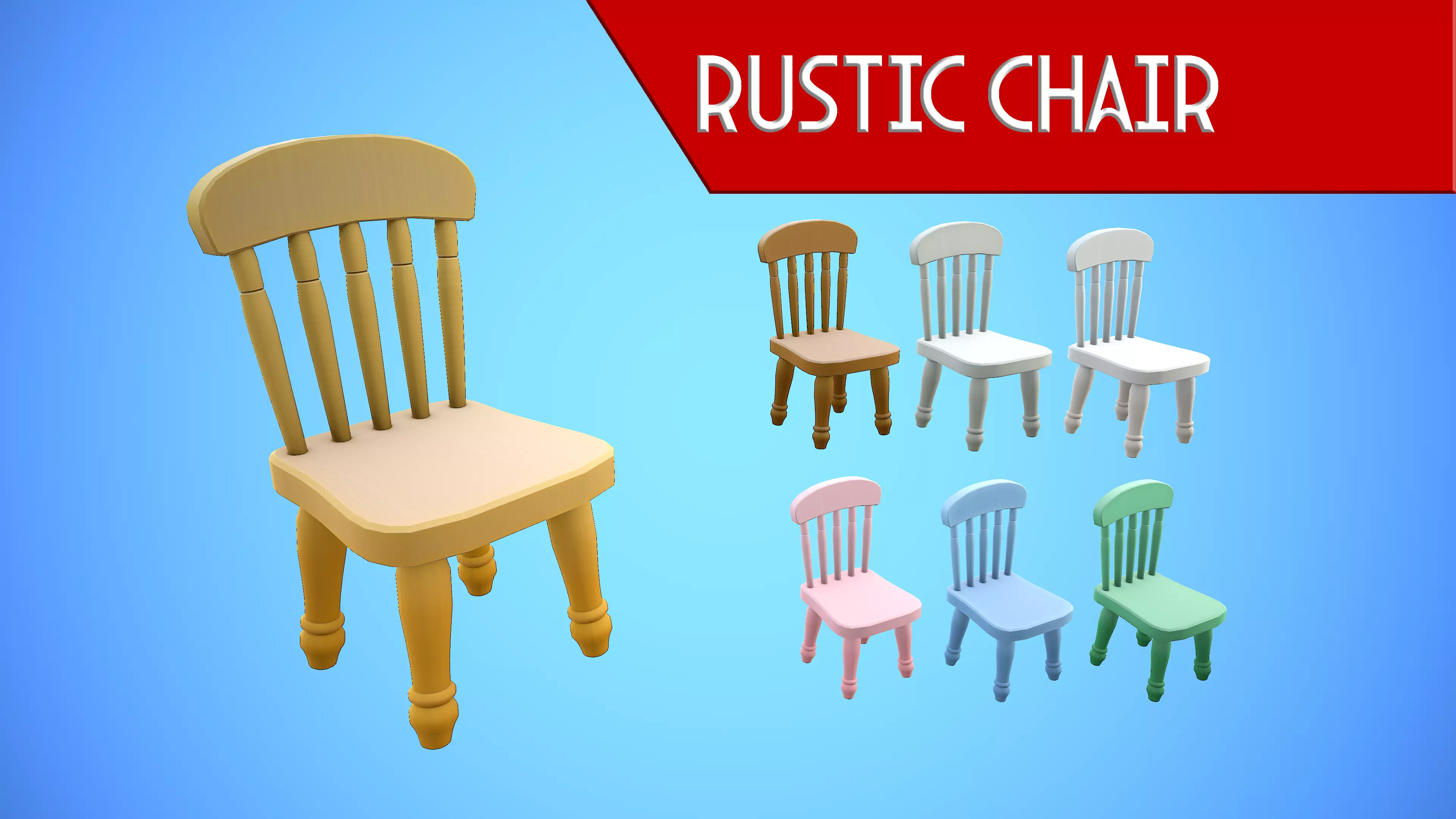 RUSTIC CHAIR CARTOON STYLIZED Low-poly 3D model