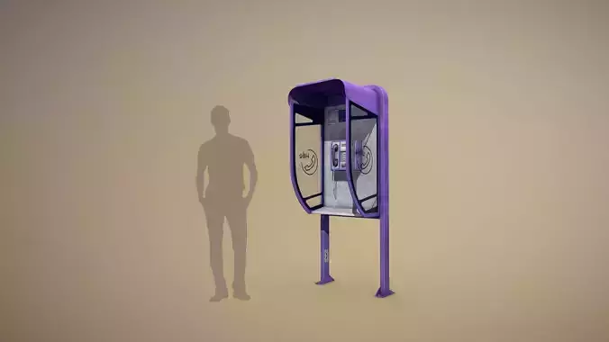 NoviSad PhoneBooth mono VIOLET Low-poly 3D model