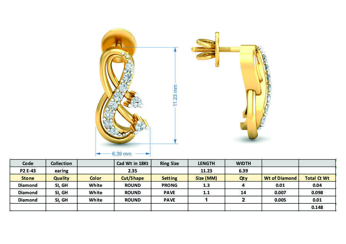 Women Studs Earrings 3dm stl 3mf obj glb gltf render details 3D print model_9