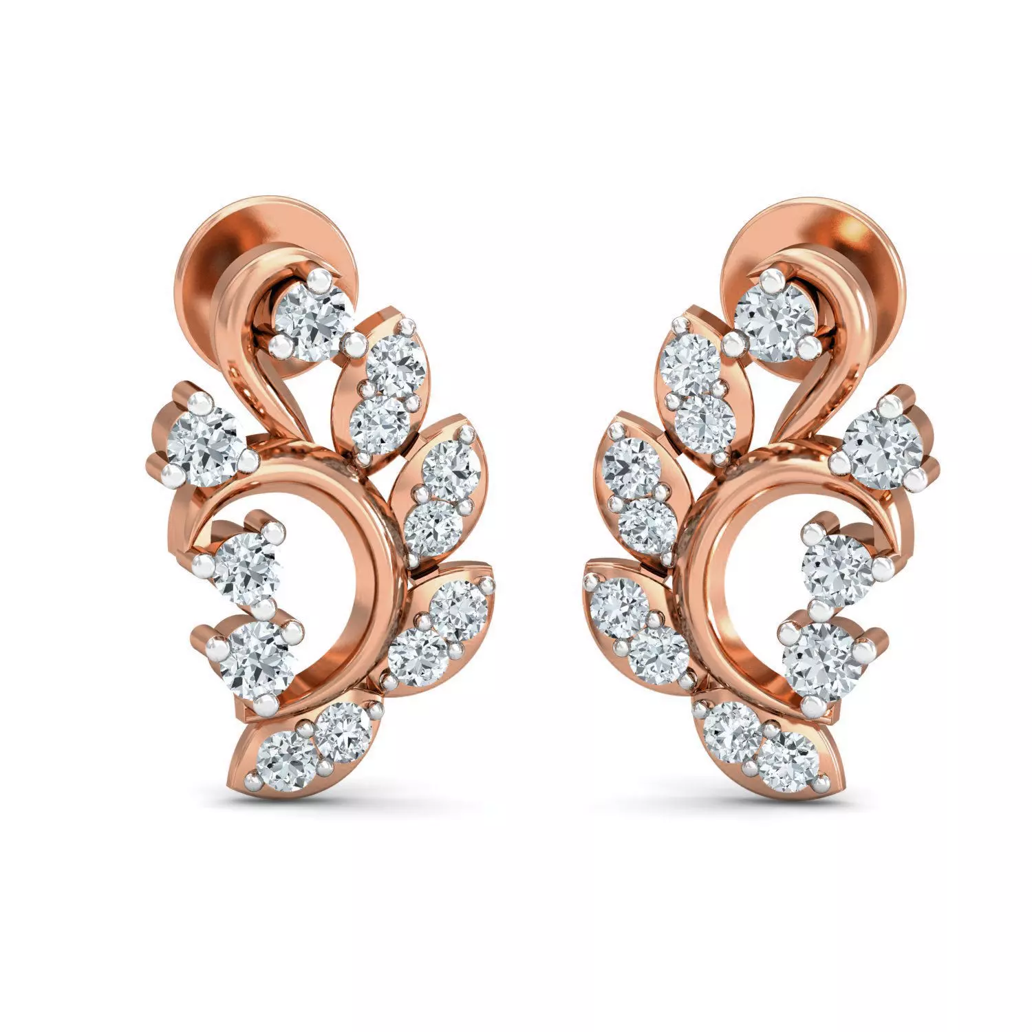 Women Studs Earrings 3dm stl 3mf obj glb gltf render details 3D print model_0