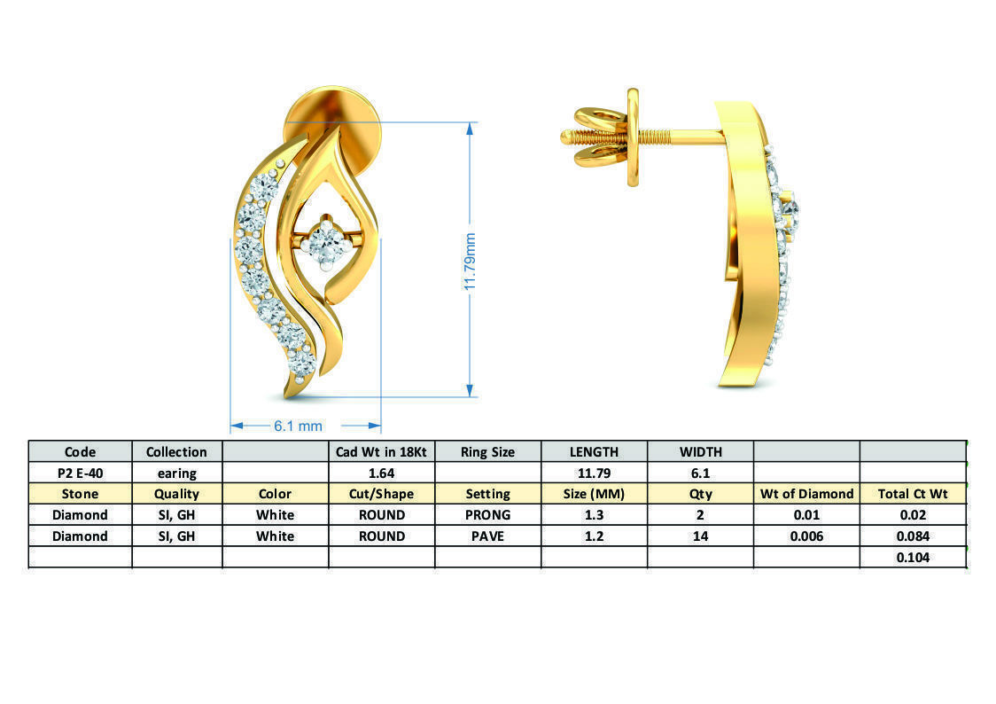 Women Studs Earrings 3dm stl 3mf obj glb gltf render details 3D print model_9