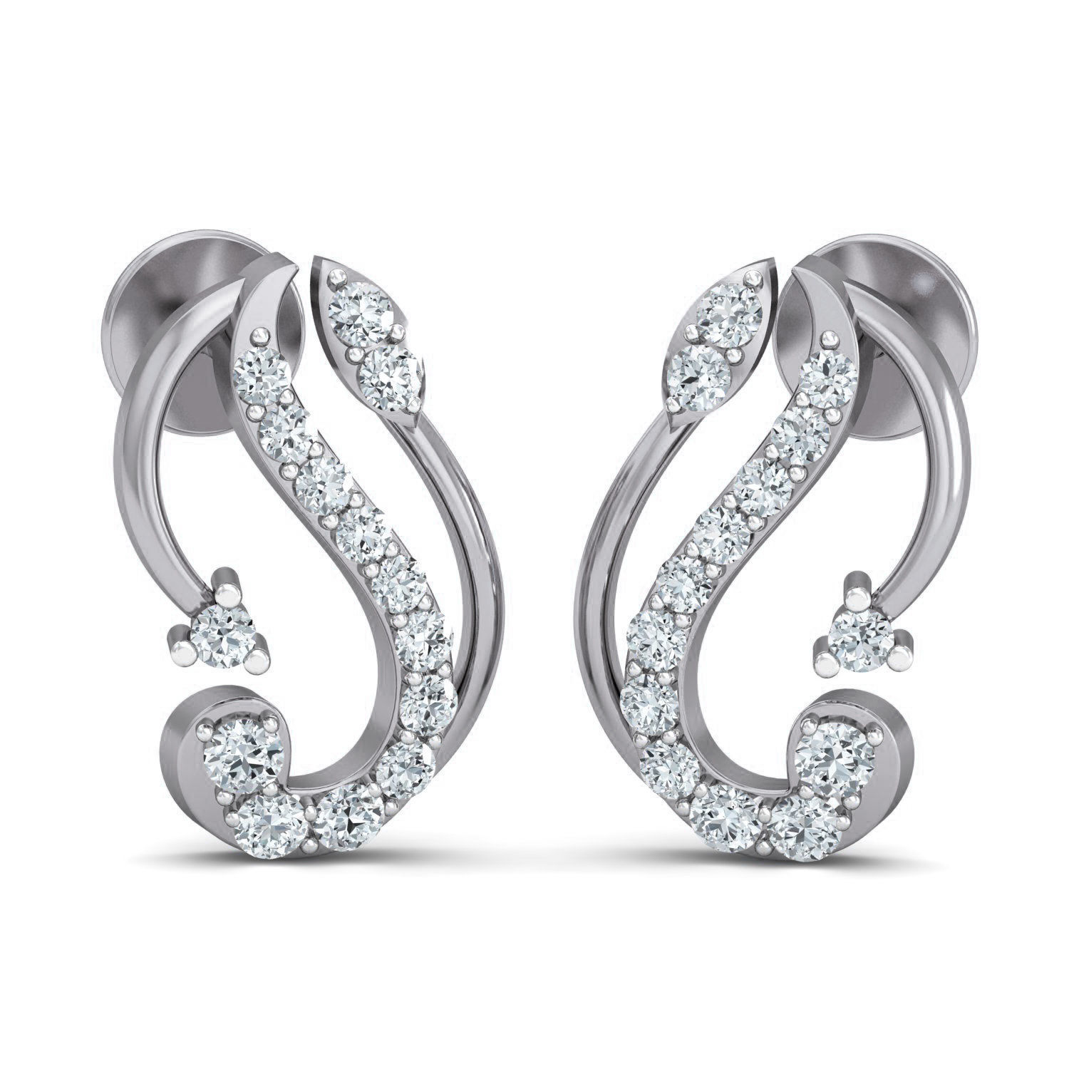 Women Studs Earrings 3dm stl 3mf obj glb gltf render details 3D print model_2