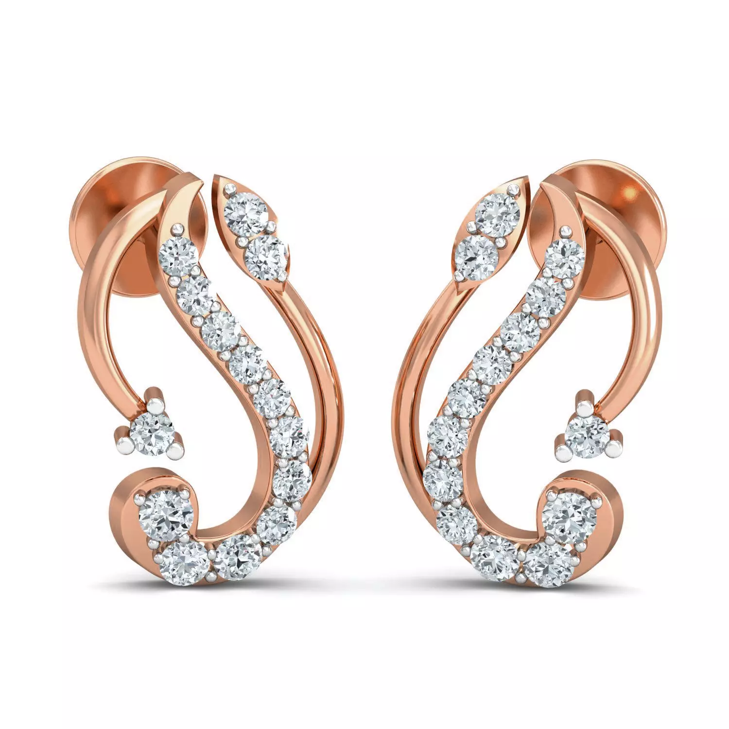 Women Studs Earrings 3dm stl 3mf obj glb gltf render details 3D print model_0