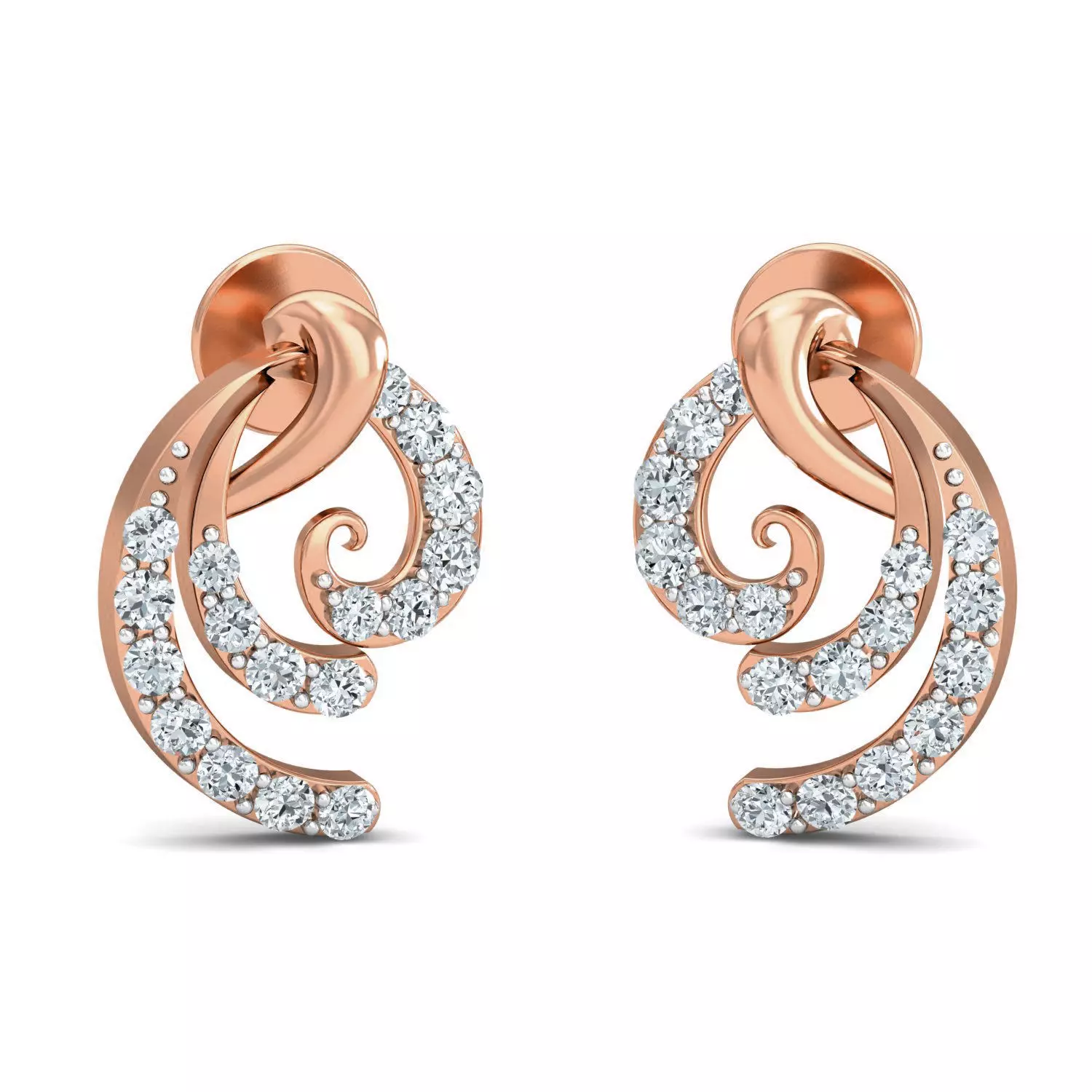 Women Studs Earrings 3dm stl 3mf obj glb gltf render details 3D print model_0