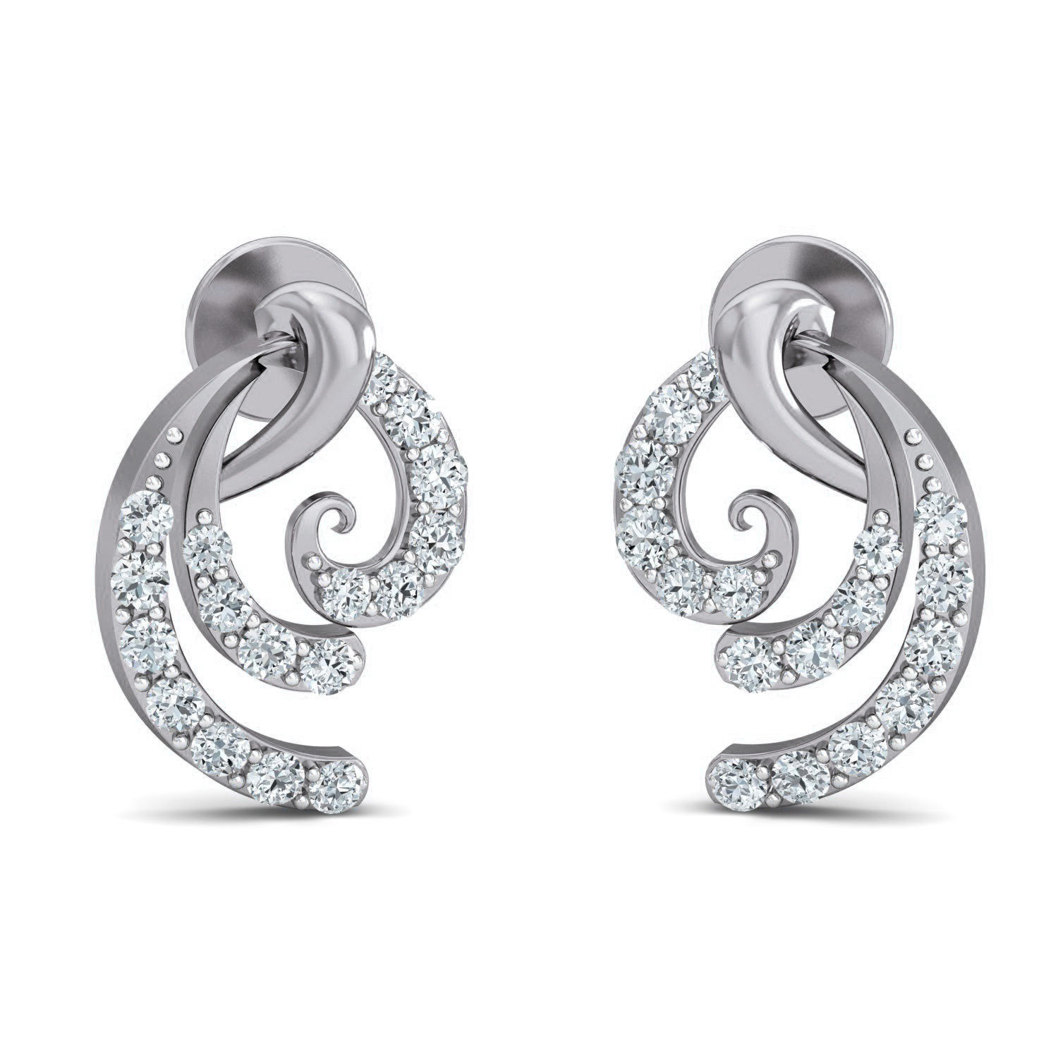 Women Studs Earrings 3dm stl 3mf obj glb gltf render details 3D print model_2