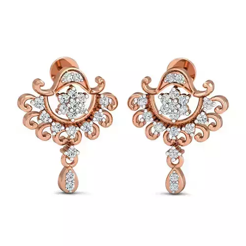 Women Studs Earrings 3dm stl 3mf obj glb gltf render details