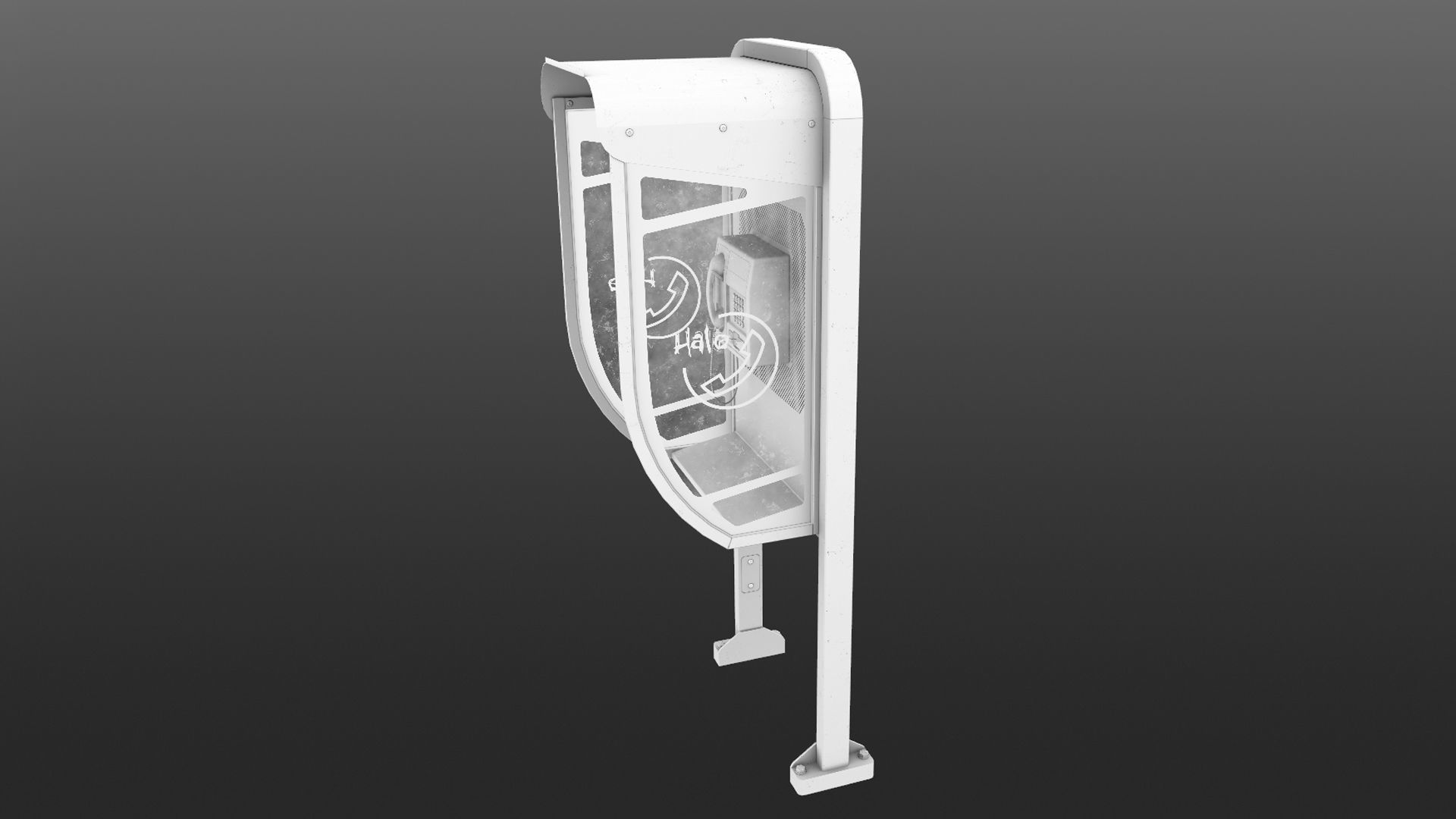 NoviSad PhoneBooth mono YELLOW Low-poly 3D model_20