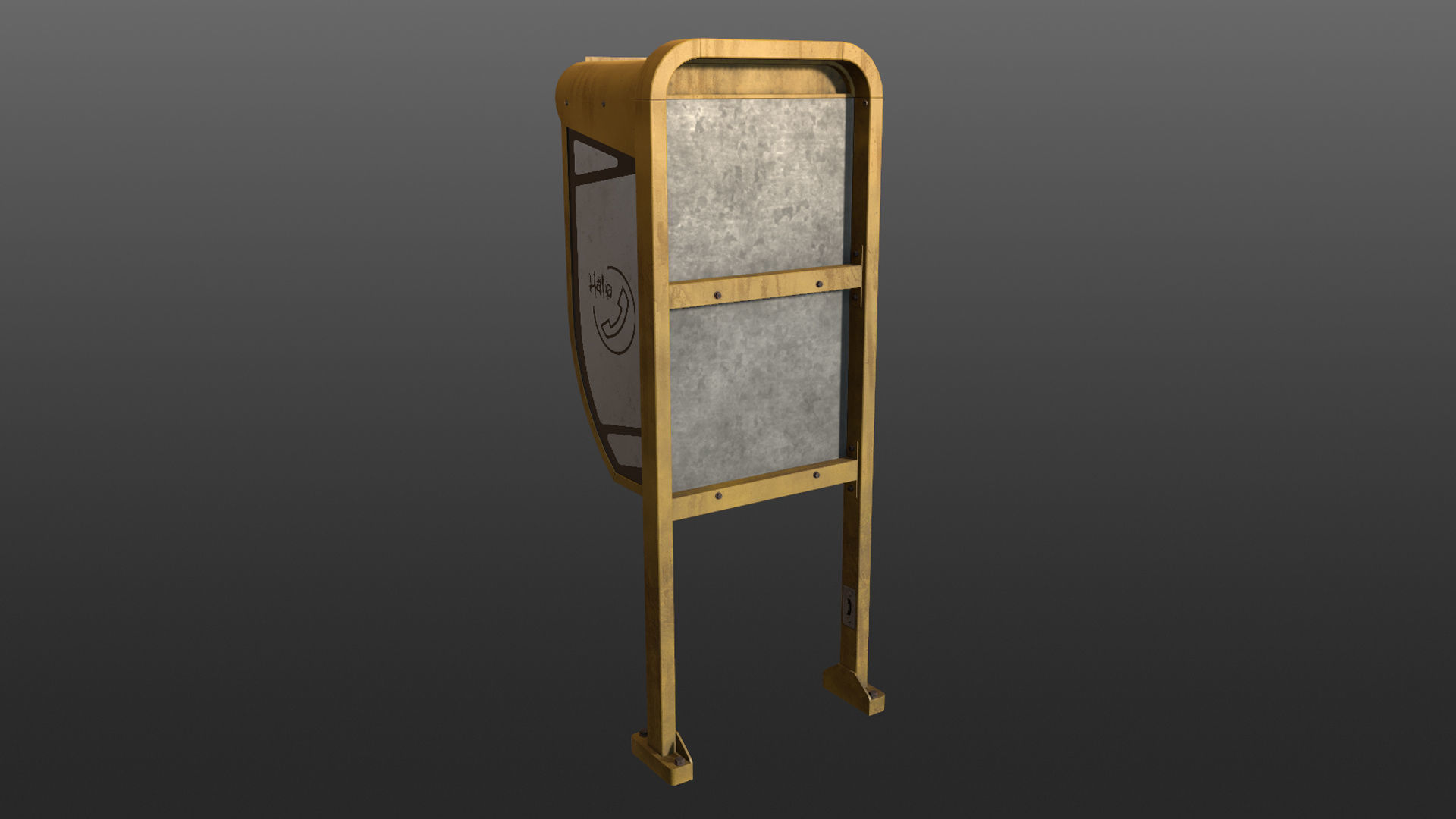 NoviSad PhoneBooth mono YELLOW Low-poly 3D model_11
