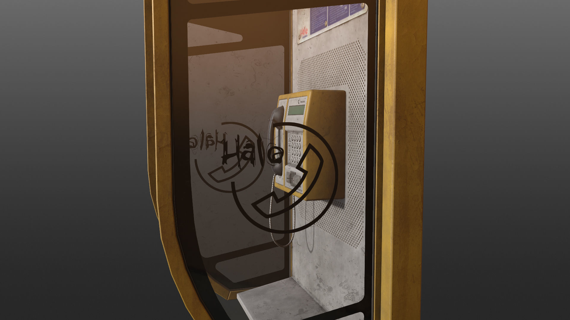 NoviSad PhoneBooth mono YELLOW Low-poly 3D model_17