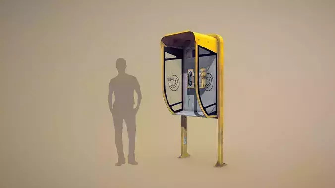 NoviSad PhoneBooth mono YELLOW Low-poly 3D model