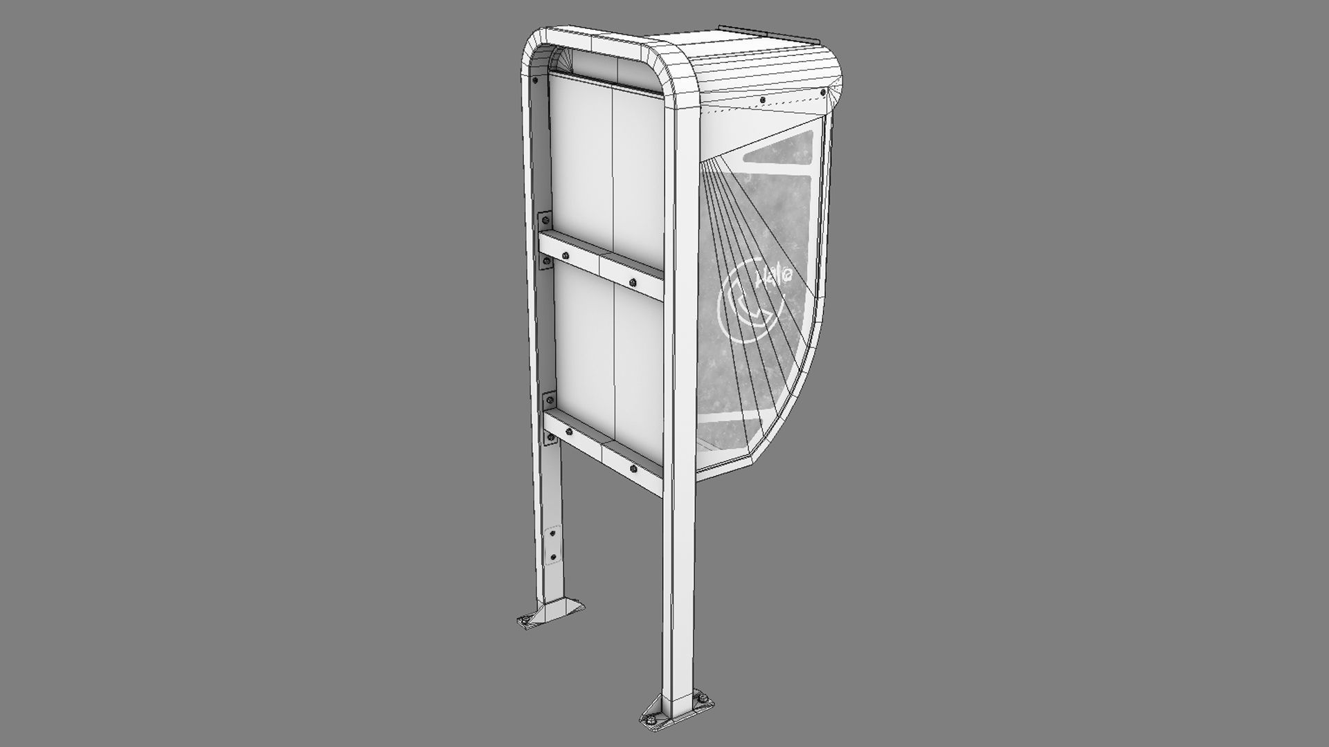 NoviSad PhoneBooth mono YELLOW Low-poly 3D model_22