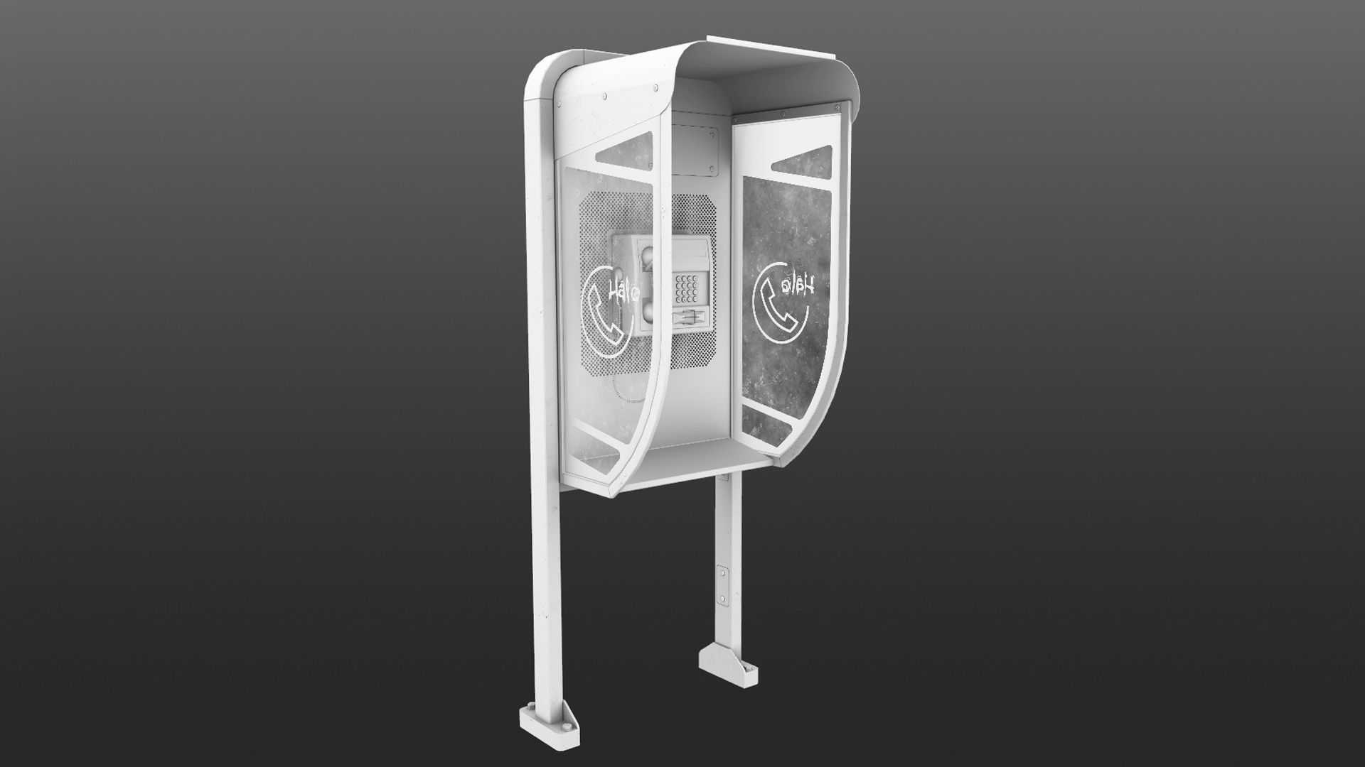 NoviSad PhoneBooth mono YELLOW Low-poly 3D model_18