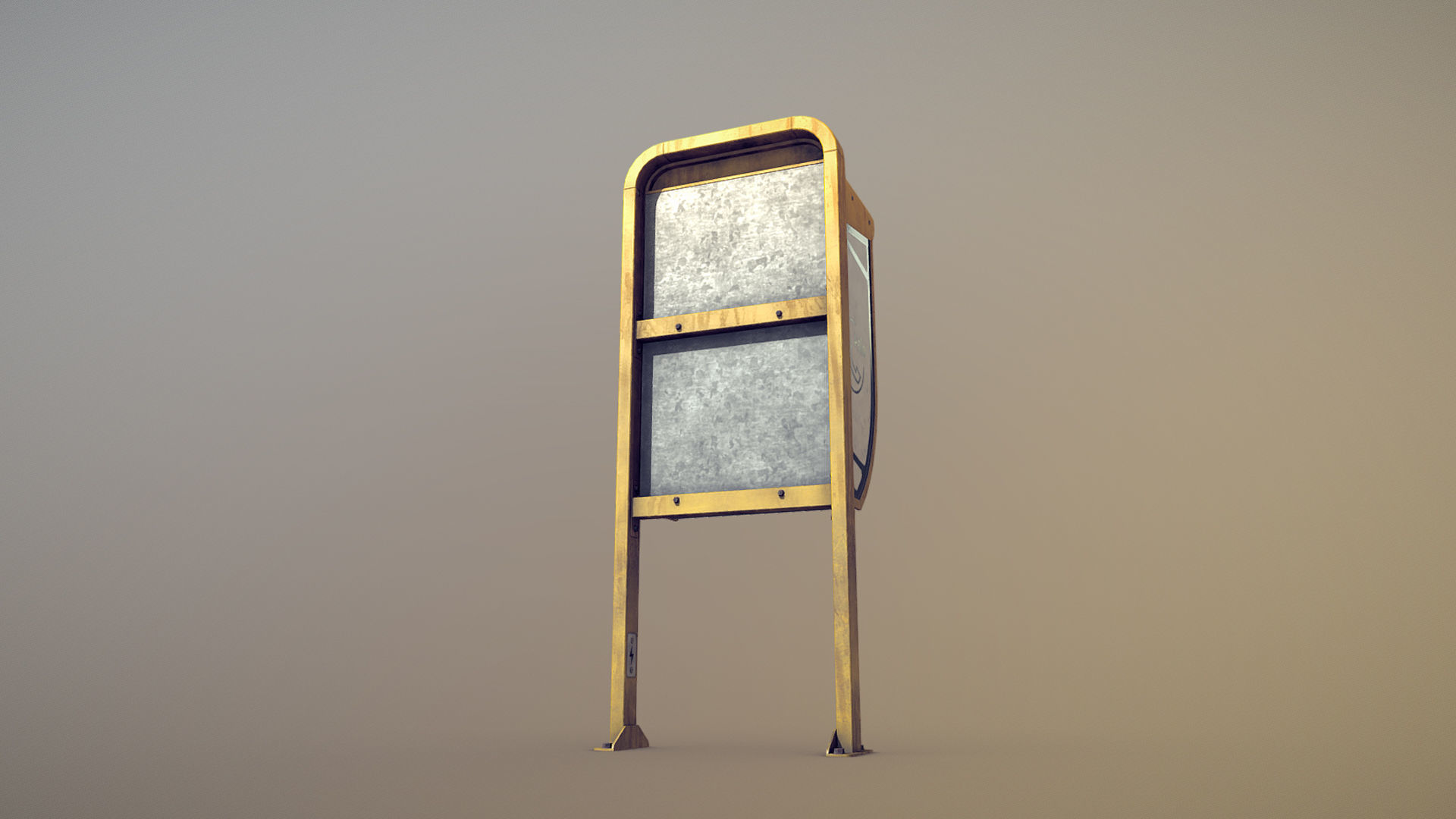 NoviSad PhoneBooth mono YELLOW Low-poly 3D model_3