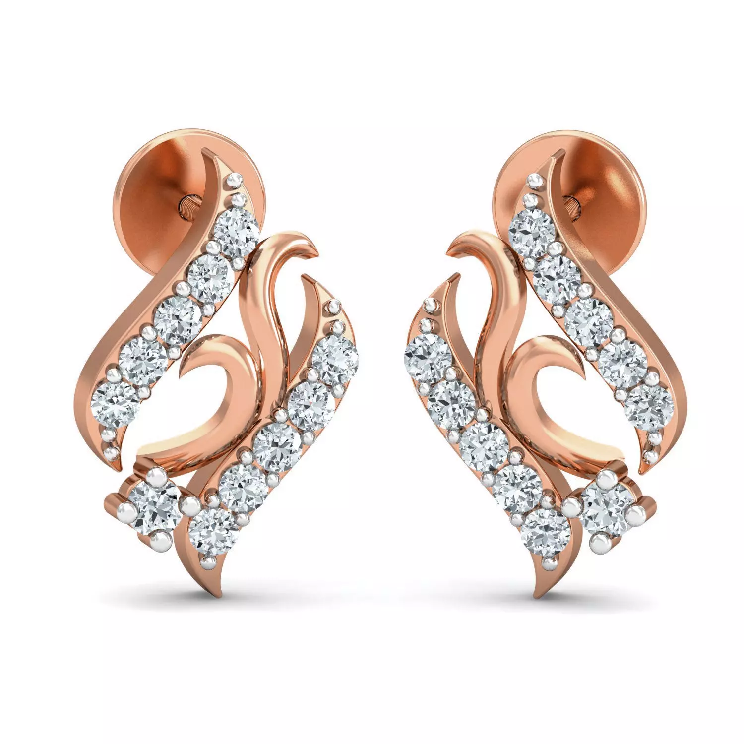 Women Studs Earrings 3dm stl 3mf obj glb gltf render details 3D print model_0