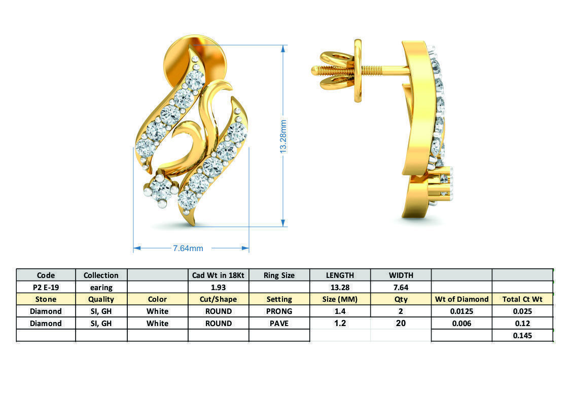 Women Studs Earrings 3dm stl 3mf obj glb gltf render details 3D print model_9