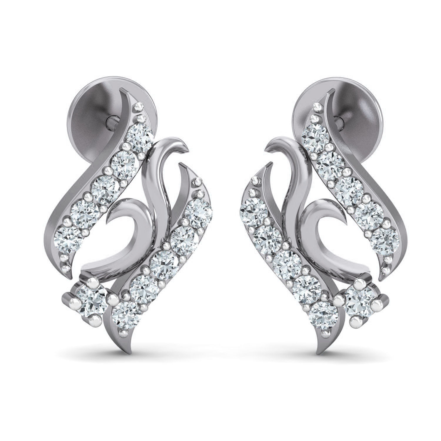 Women Studs Earrings 3dm stl 3mf obj glb gltf render details 3D print model_2