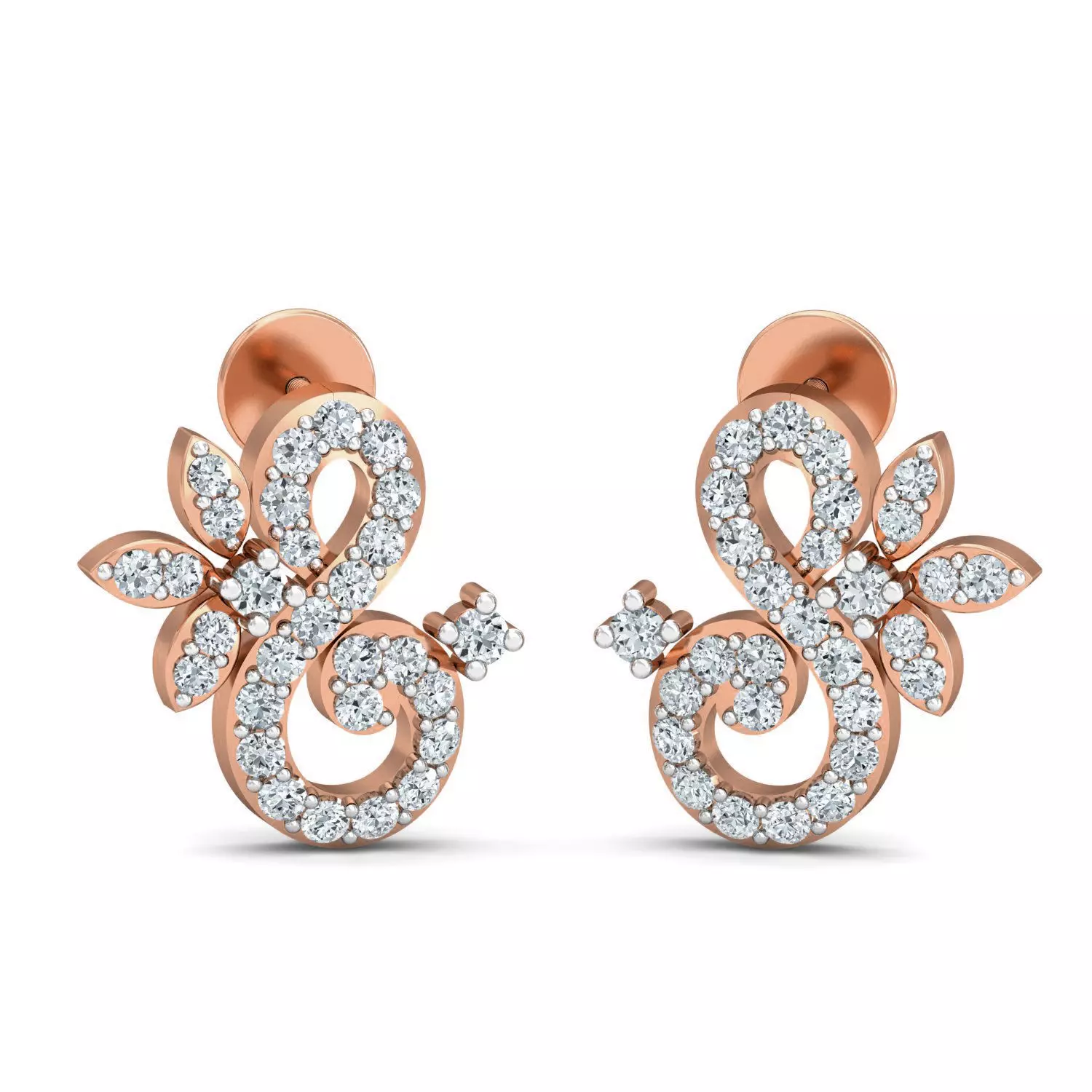 Women Studs Earrings 3dm stl 3mf obj glb gltf render details 3D print model_0