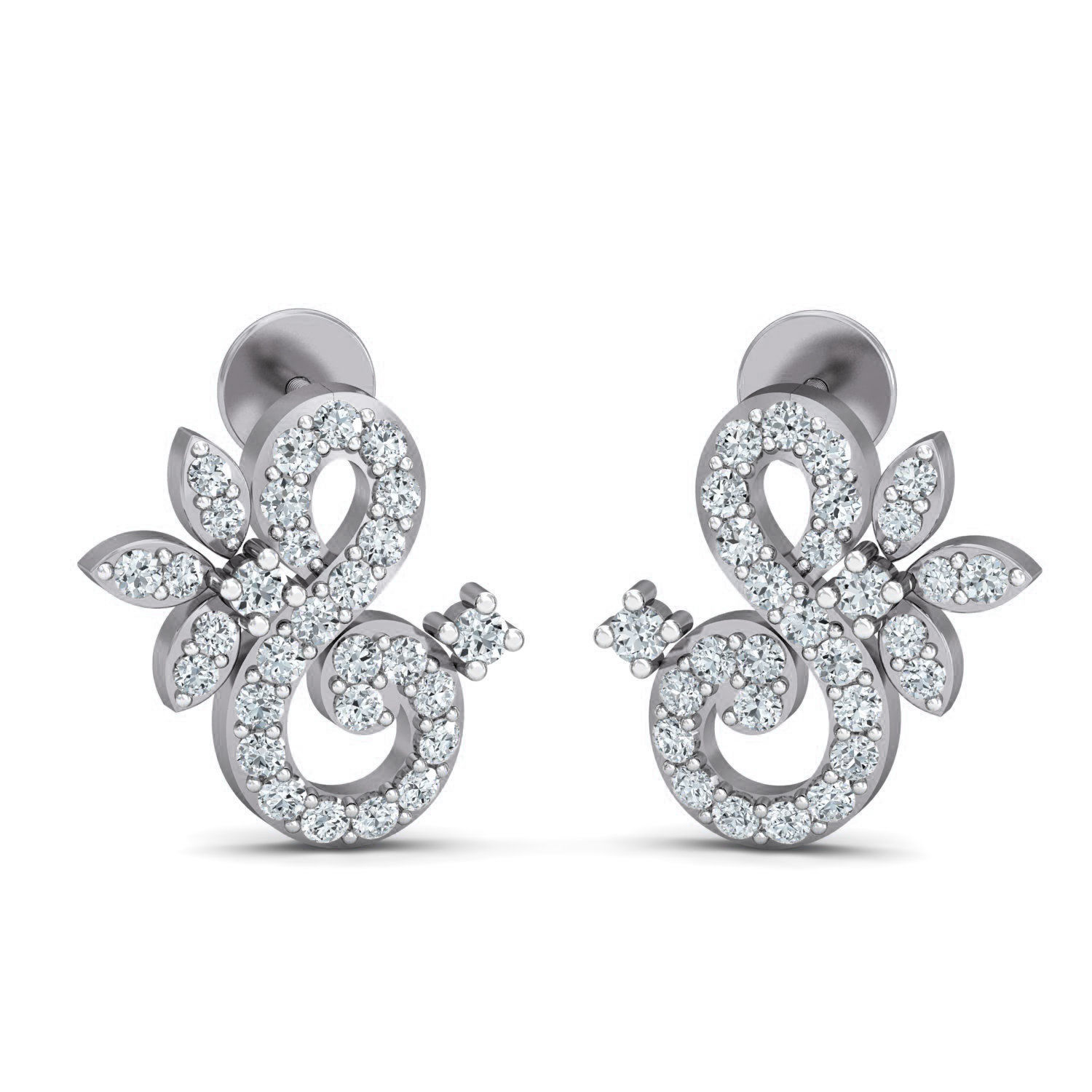 Women Studs Earrings 3dm stl 3mf obj glb gltf render details 3D print model_2