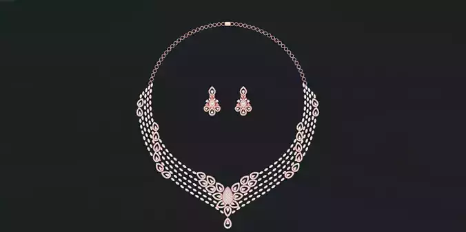 Women fashion pear Necklace with earrings Set