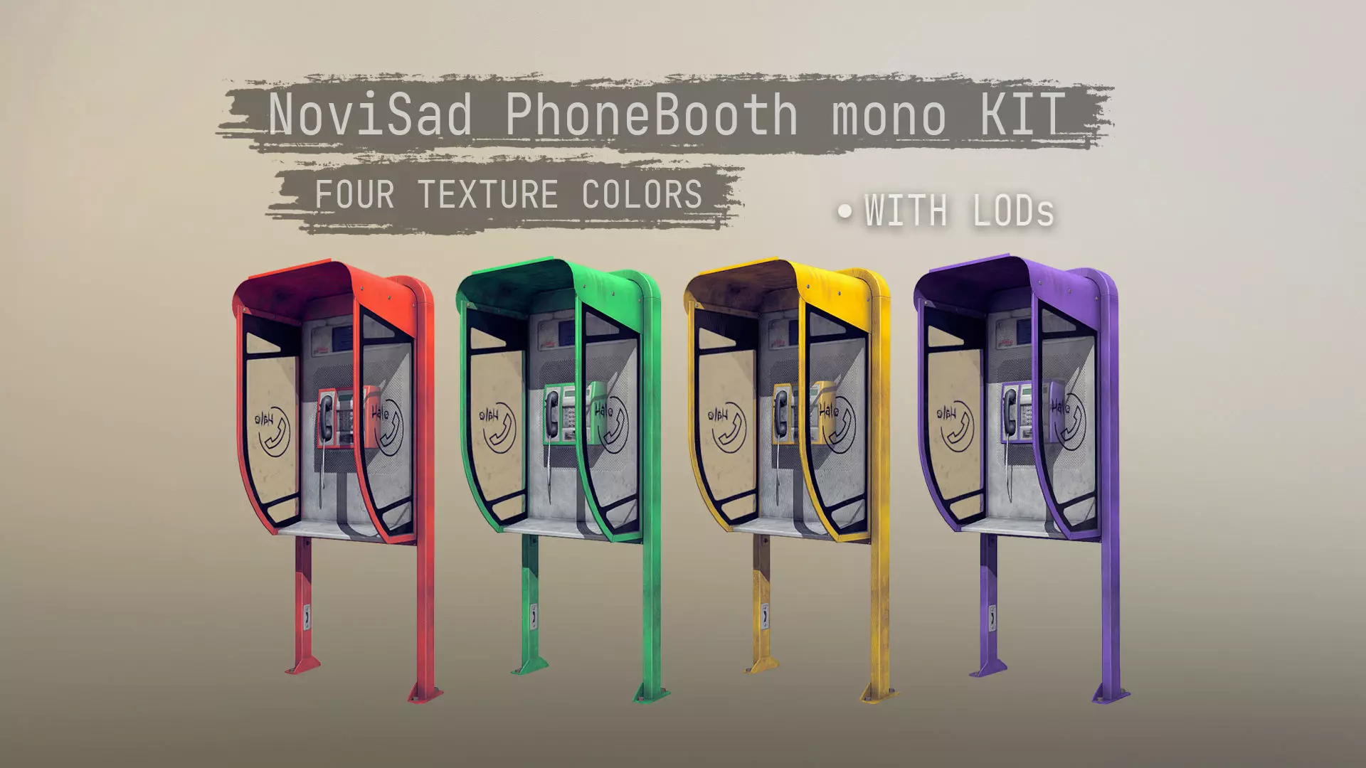 NoviSad PhoneBooth mono Low-poly 3D model_0