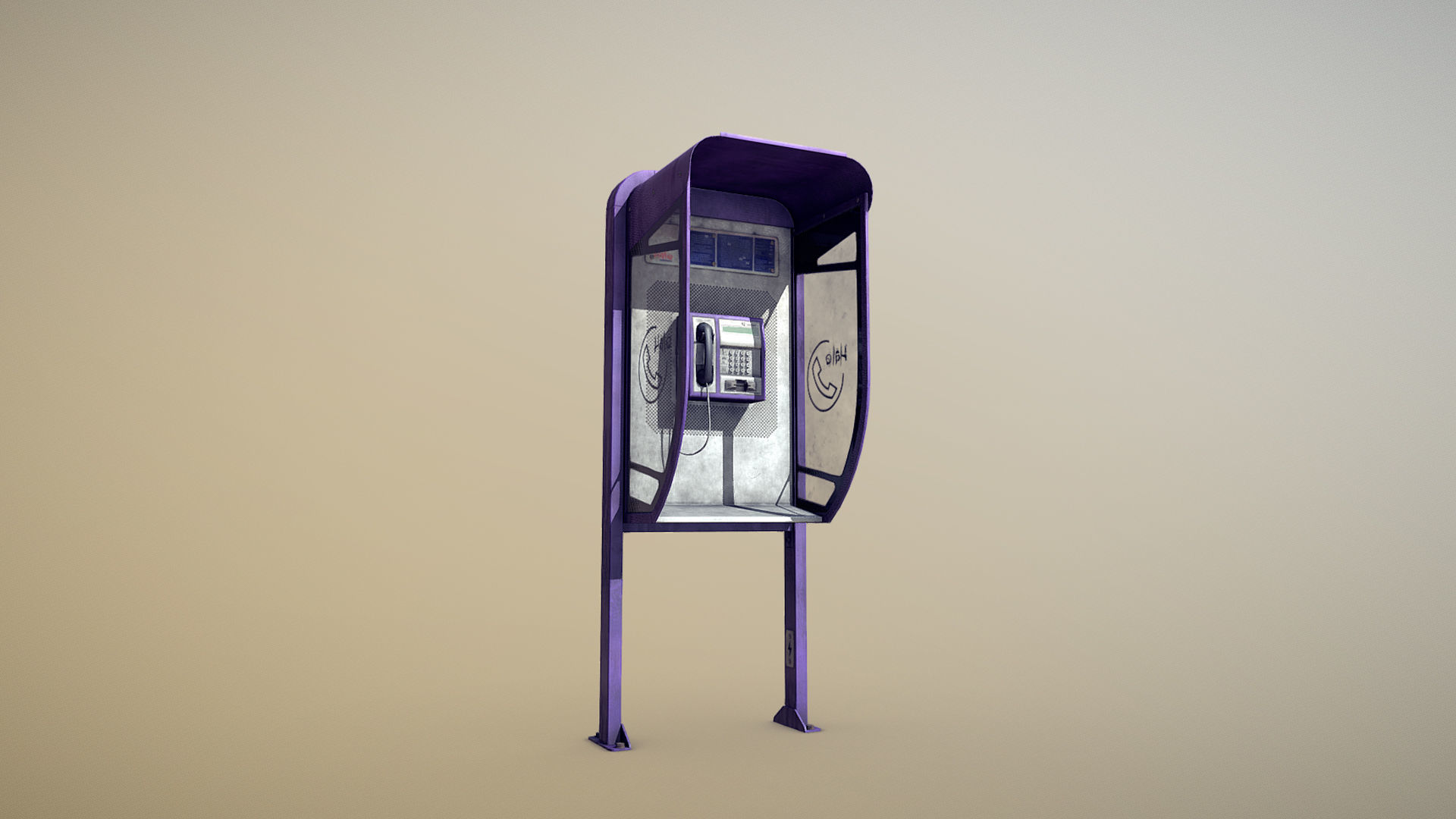 NoviSad PhoneBooth mono Low-poly 3D model_5