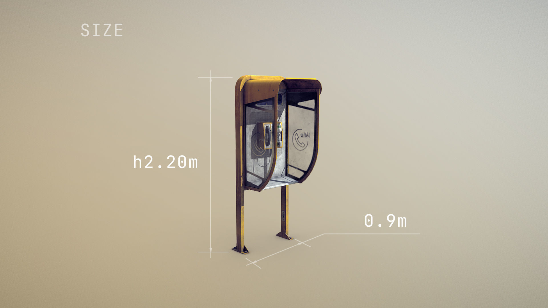 NoviSad PhoneBooth mono Low-poly 3D model_1