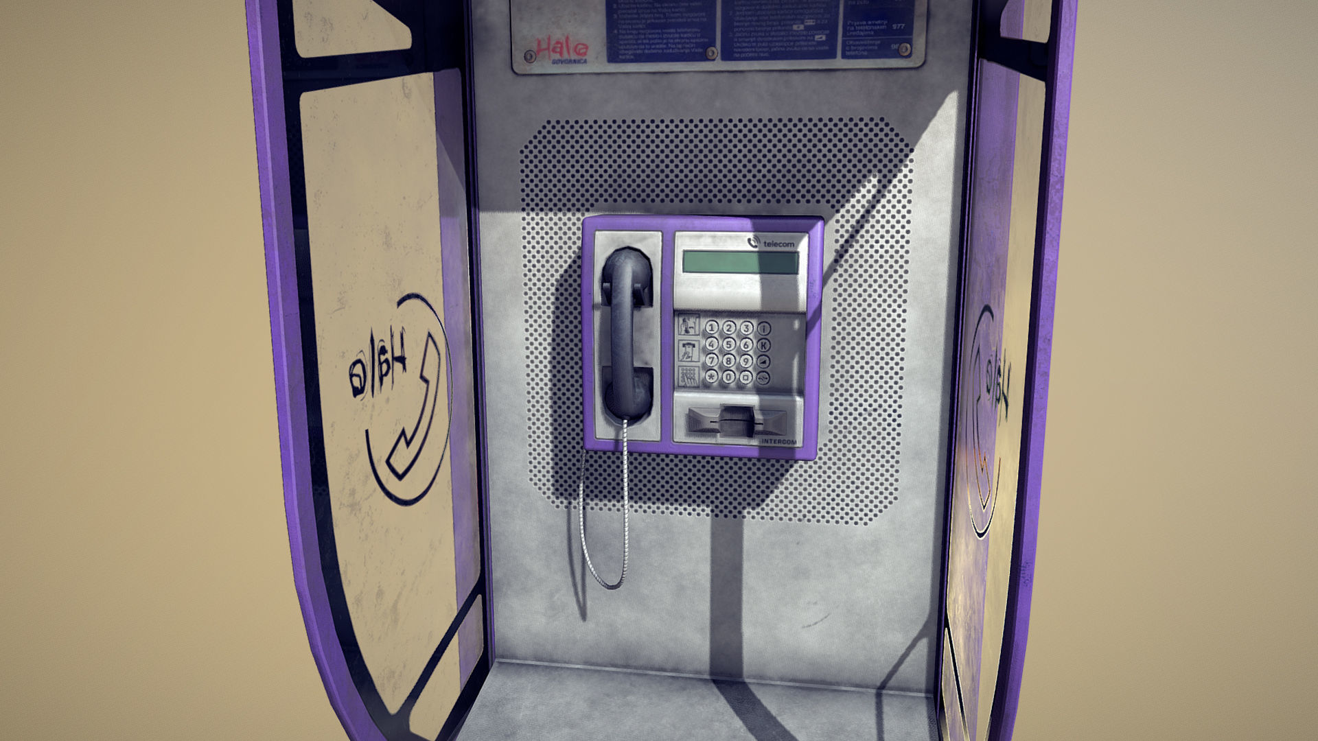 NoviSad PhoneBooth mono Low-poly 3D model_6