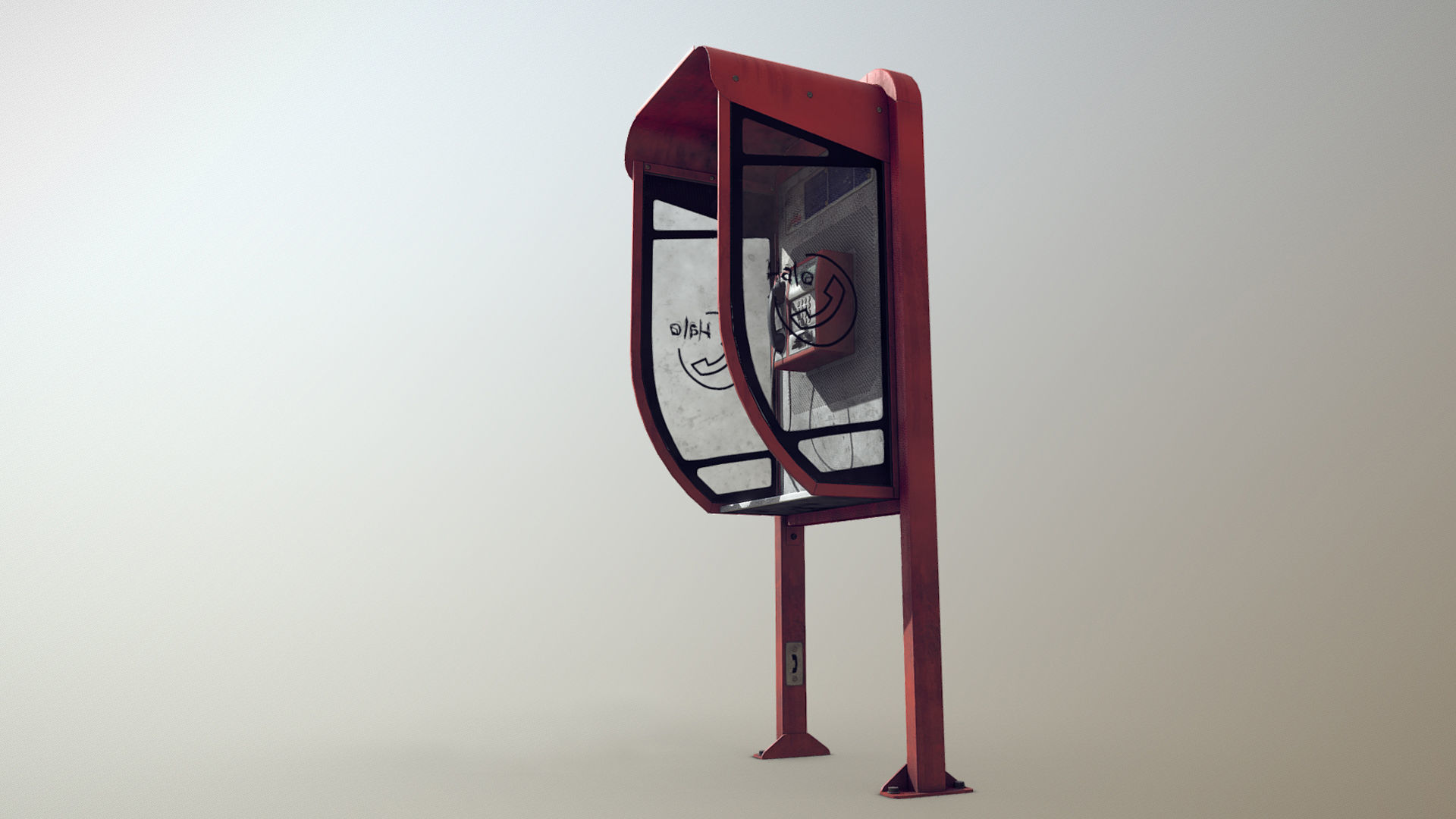 NoviSad PhoneBooth mono Low-poly 3D model_3