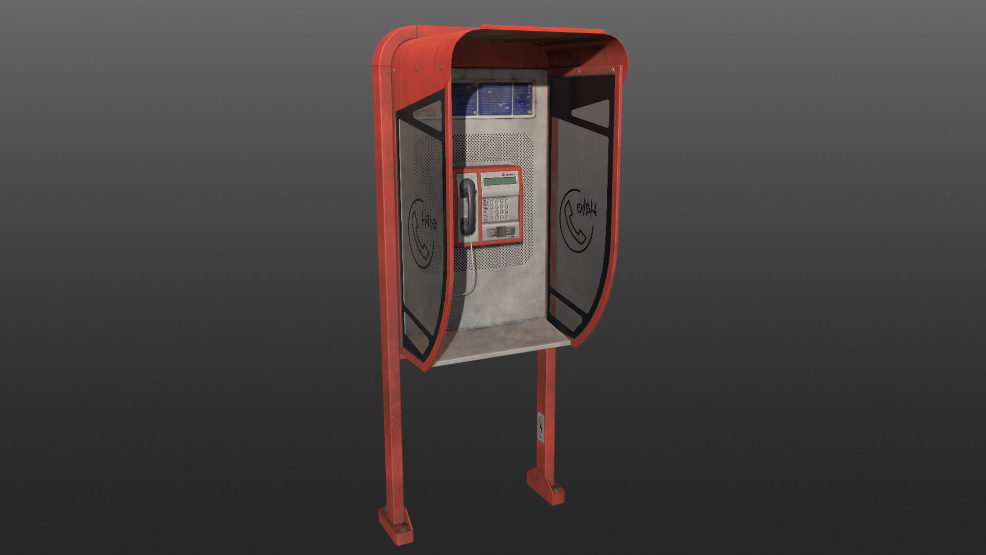 NoviSad PhoneBooth mono Low-poly 3D model_8