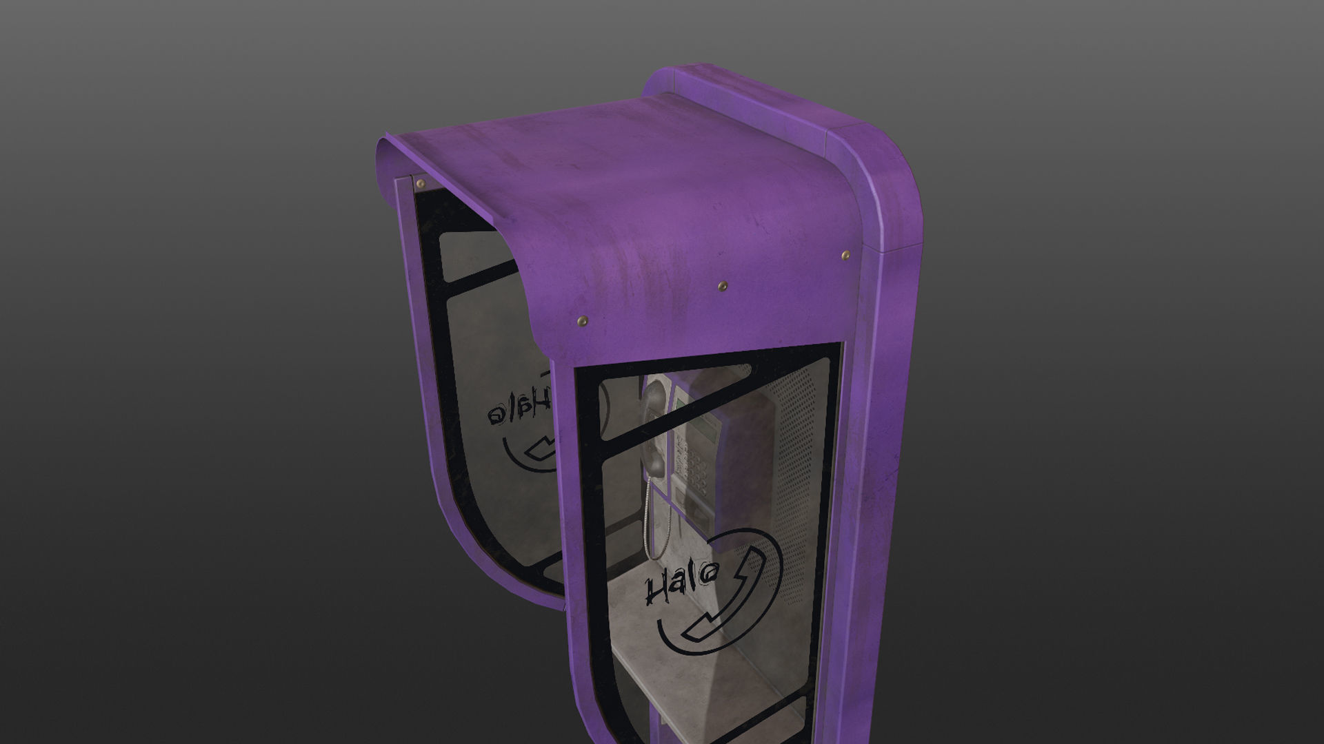 NoviSad PhoneBooth mono Low-poly 3D model_11