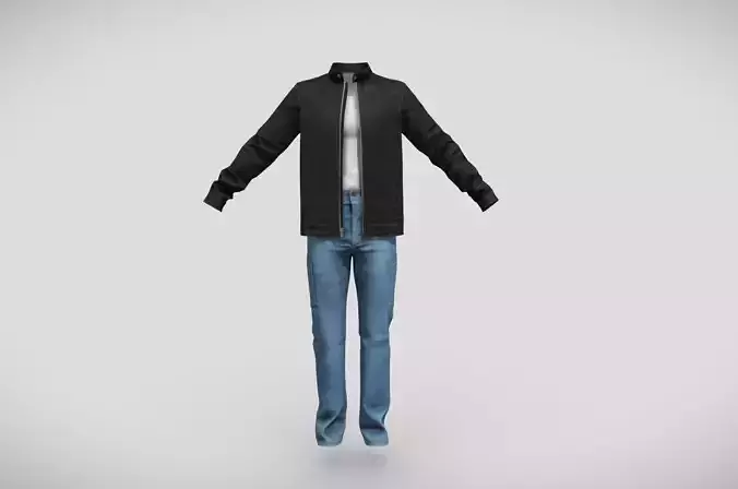 Male casual outfit 1 Low-poly 3D model