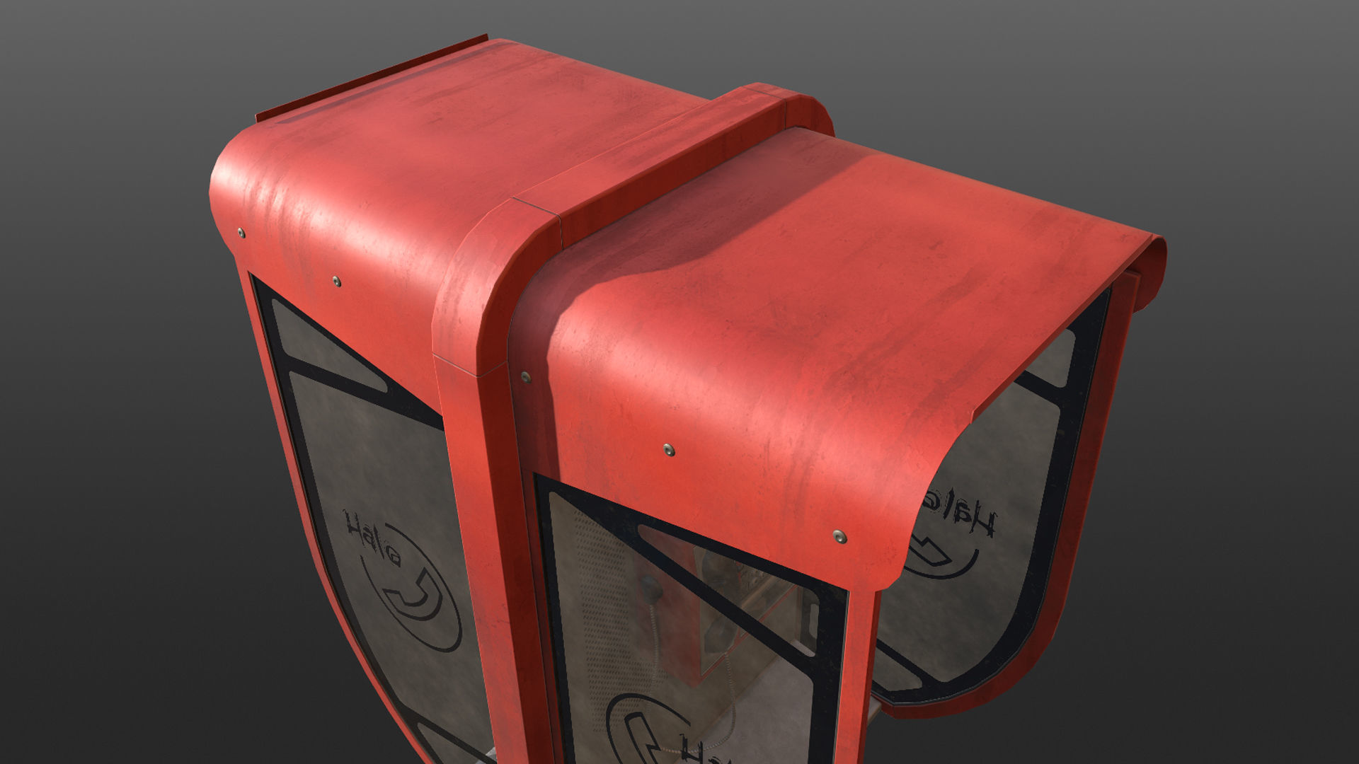 NoviSad PhoneBooth double RED Low-poly 3D model_14