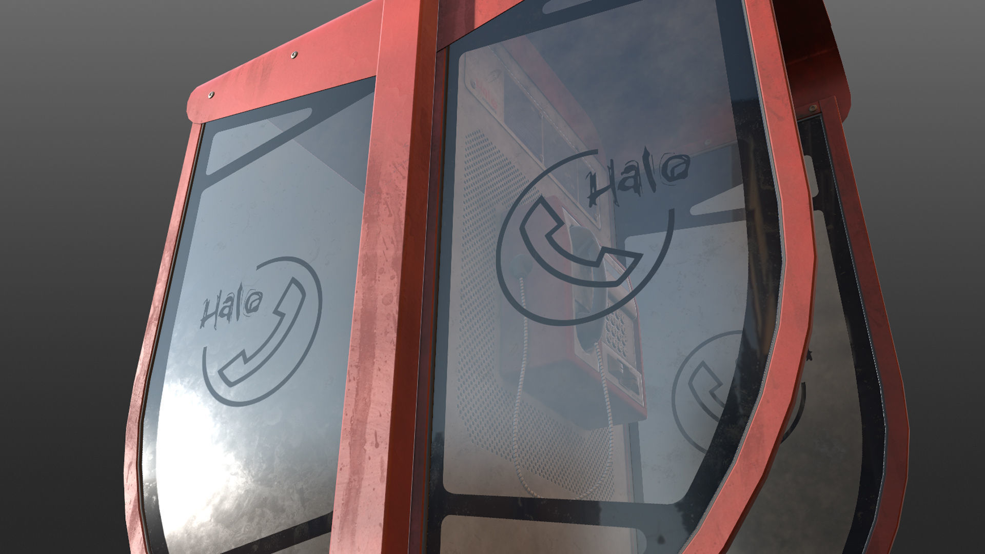 NoviSad PhoneBooth double RED Low-poly 3D model_15