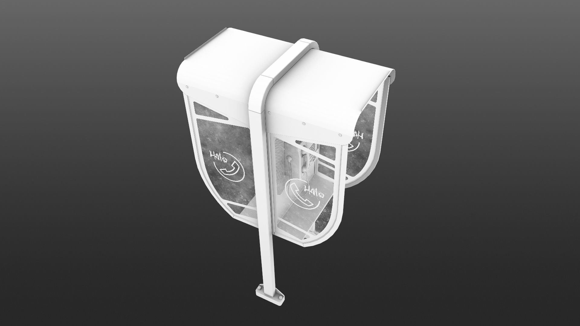 NoviSad PhoneBooth double RED Low-poly 3D model_19