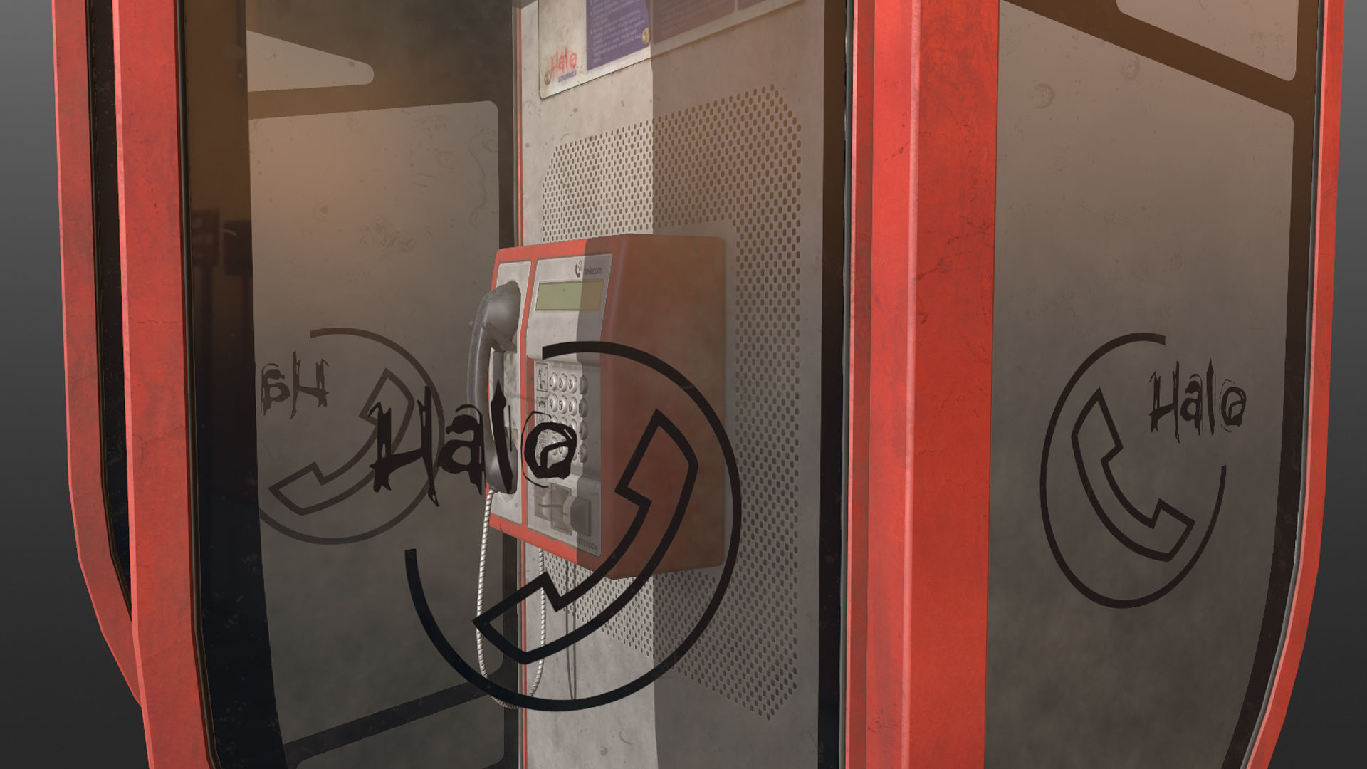 NoviSad PhoneBooth double RED Low-poly 3D model_17