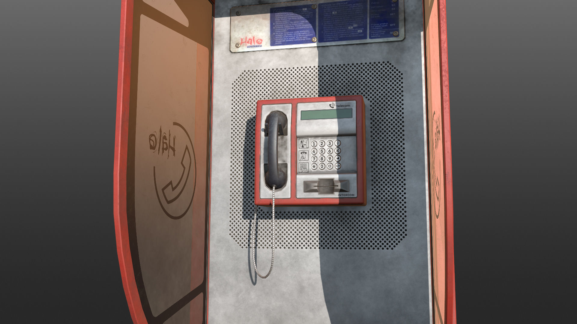 NoviSad PhoneBooth double RED Low-poly 3D model_16