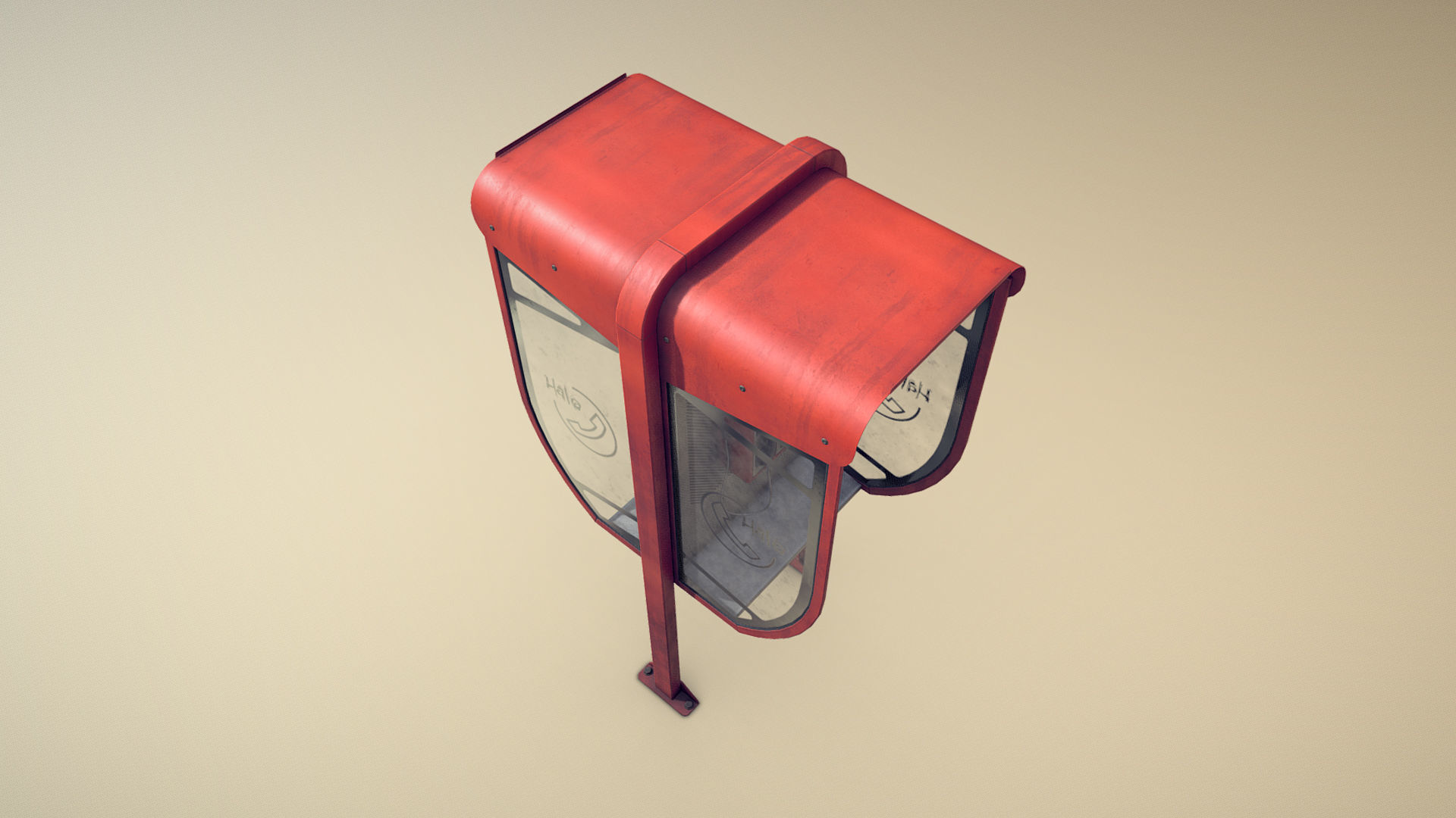 NoviSad PhoneBooth double RED Low-poly 3D model_4
